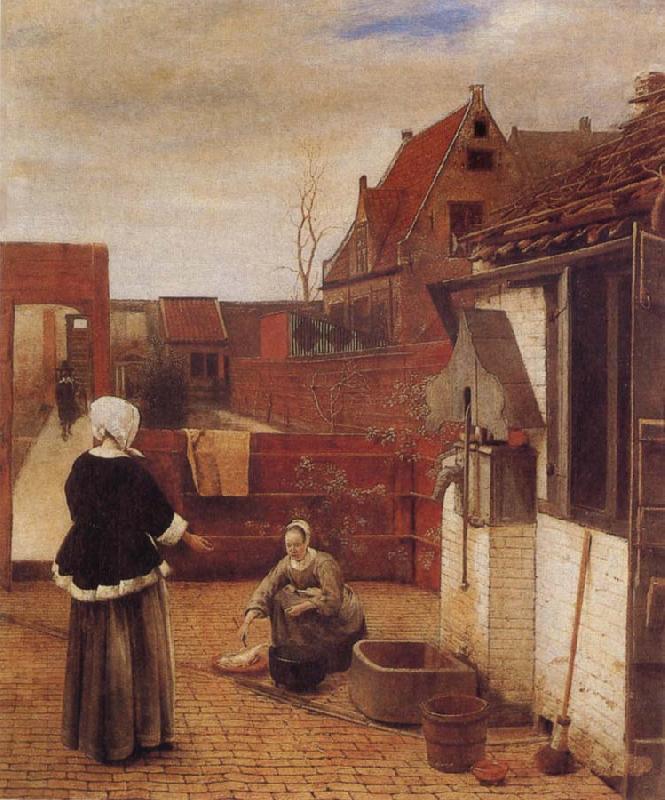 Pieter de Hooch A Woman and her Maid in  Courtyard Sweden oil painting art